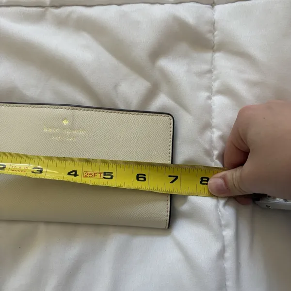 KATE SPADE Leather Slim Bifold Wallet White‎ Cream Quiet Luxury Designer READ - Image 3