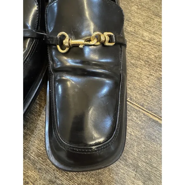 Vintage Coach Made in Italy 2" Block Heel Black Leather Y2K Horse‎ Bit Size 8N - Image 11