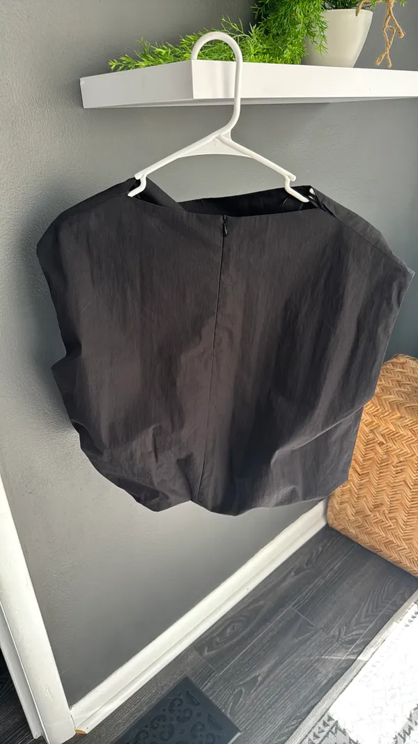 Zara Black Boxy Cap-Sleeve Top - Image 2