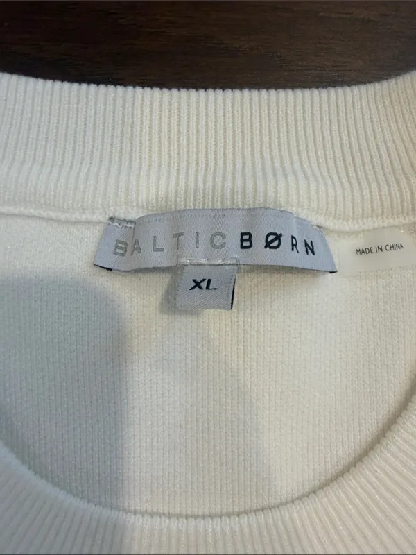 Baltic Born Cream Crewneck Sweater with Black Stripes & Red Trim - C47-041 - Image 2