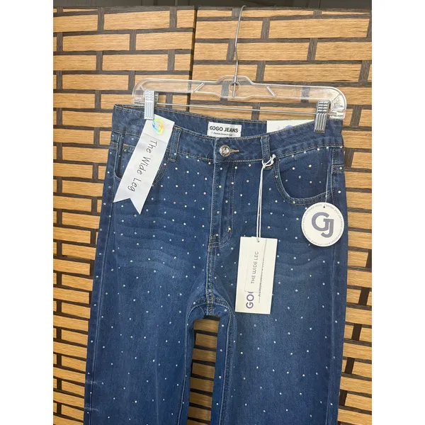 Gogo Jeans Rhinestone‎ Blingy Wide Leg Jeans Size 9/29 - Image 3