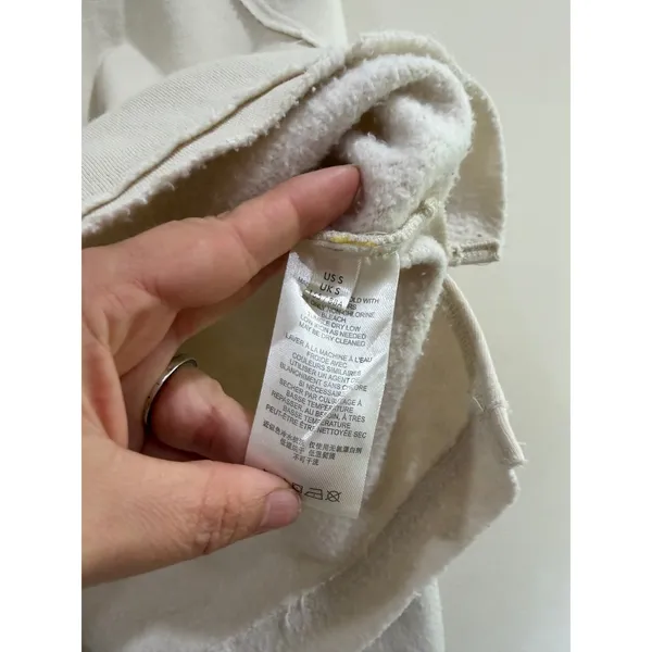 We The Free Lace Up Sweatshirt Cream Raw Hem Distressed Pullover Sz S - Image 7