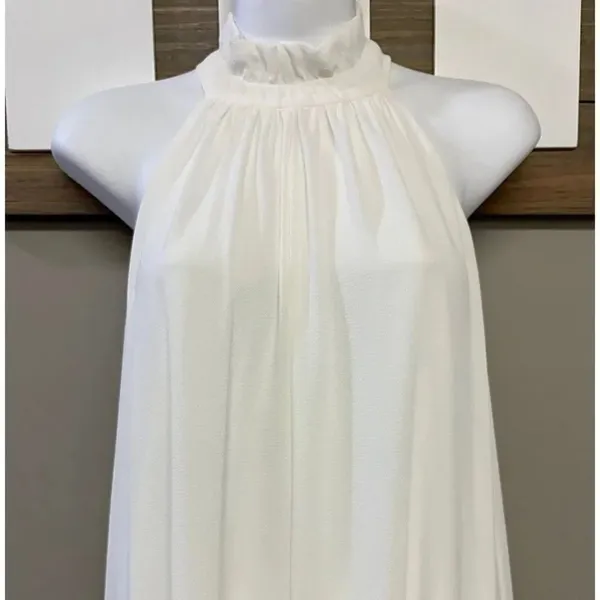 Vici High Neck Ivory Long Maxi with Front Slit- Medium - Image 2