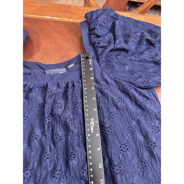 ANTHROPOLOGIE Maeve Puff-Sleeved Sweetheart Mini dress M BLUE color - Image 11