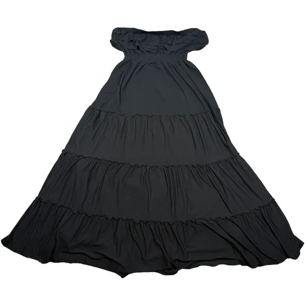 Pure Energy Maxi Dress Womens 1X Black Off Shoulder Tiered Smocked Boho - Image 3
