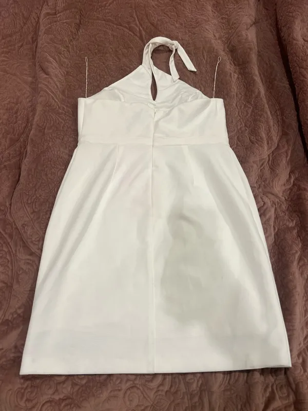 Adrianna Papell White Halter Keyhole Mini Dress - Image 2