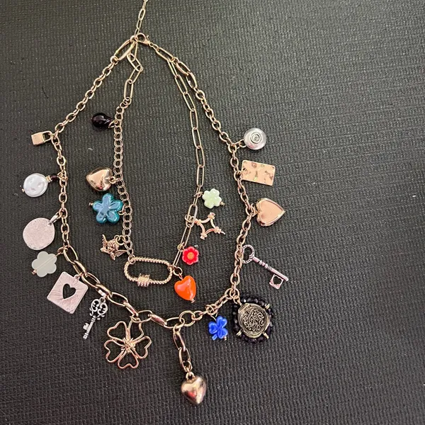 Free People 🍀Gold Charm Necklace with Multicolor Accents - Image 7