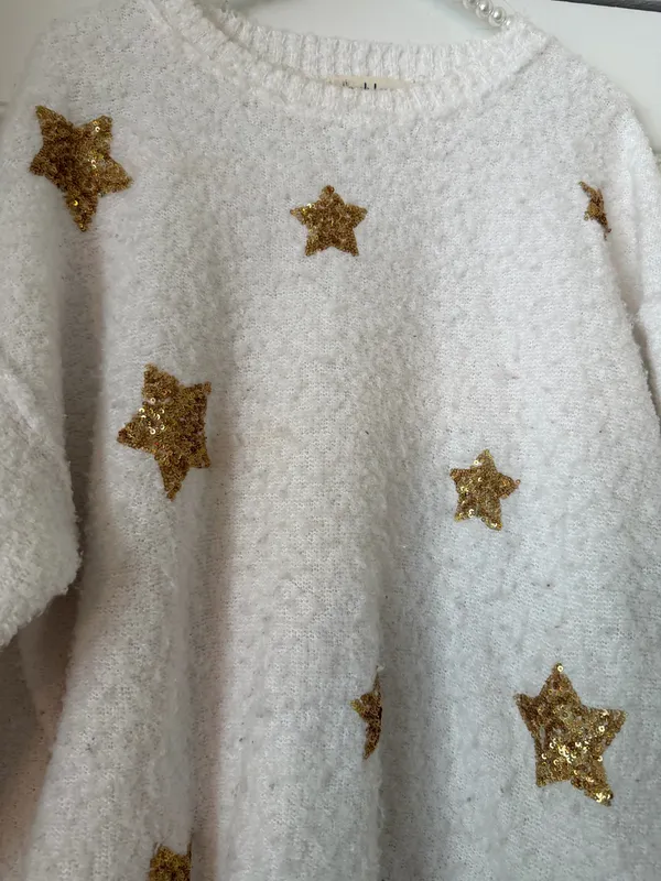 Peach Love White & Gold Star Sweater - Image 3