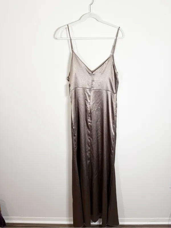 NWT Birdy Grey Catherine Dress Shiny Satin Mocha Brown Bridesmaid Maxi Dress - Image 5