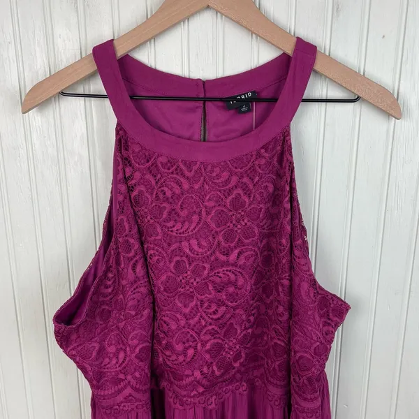 NEW Torrid Babydoll Gauze With Lace Halter Neck Tank Purple Women's Size 2X - Image 5