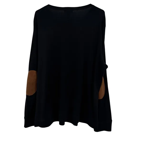 Lauren Ralph Lauren Top Women 3X Black Suede Elbow Patch Zipper Shoulder Cotton - Image 8
