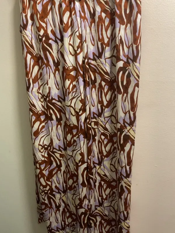 Open Edit Abstract Print Satin Trousers Pants in Purple Lava Size Medium - Image 5