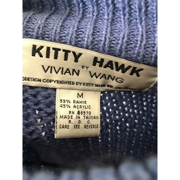Kitty Hawk Vivian Wang‎ Sweater 90’s Retro Purple Floral Crew Medium - Image 3