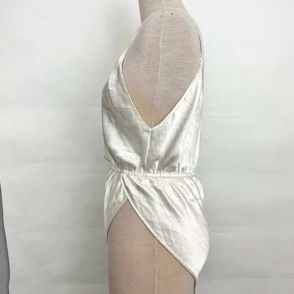 Victoria's Secret Vintage Gold Label Ivory Satin Bodysuit Bridal Wedding Large - Image 3
