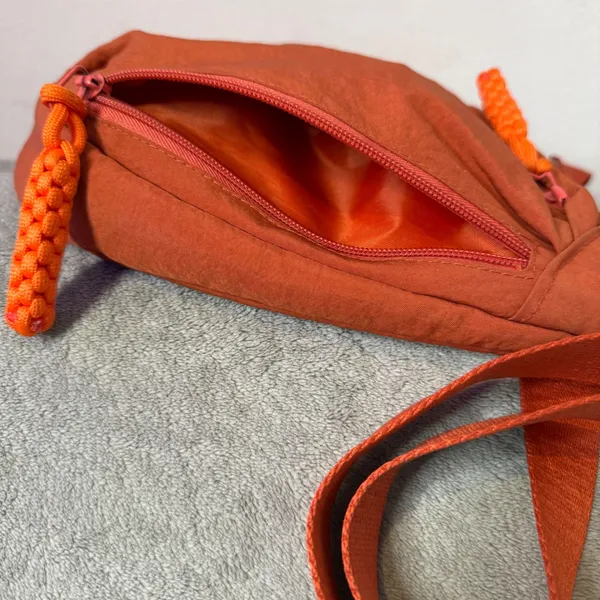 Nylon Crescent‎ Crossbody Bag Orange Utility Paracord Zipper Travel Hiking - Image 6