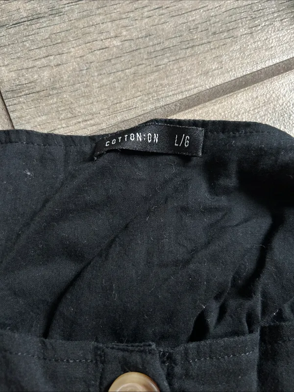 Cotton On Black Ruffle-Sleeve Button Crop Top - Image 2