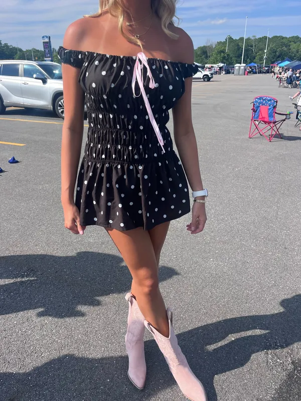 Edikted Jonie scrunch polka dot dress - Image 2