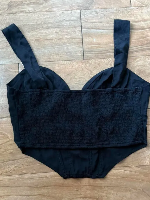 Cider Black Bustier Crop Top - Image 2