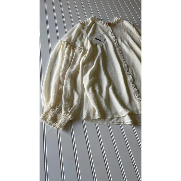 Show Me Your Mumu Outlaw Blouse Ivory Georgie Top Romantic Boho Large - Image 3
