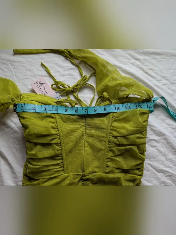 NWT Oh Polly Emmalee Off The Shoulder Mini Dress W6 Neon Green - Image 8