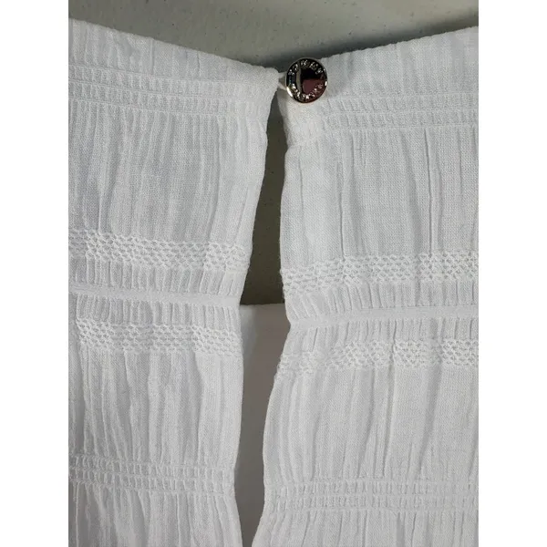 Tommy Hilfiger Shift Dress Womens 4‎ White New Smocked Ruffle Hem Sleeveless - Image 10