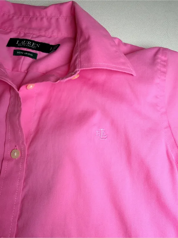 Lauren Ralph Lauren Pink Non Iron Cotton Button Down Shirt Size S - Image 10