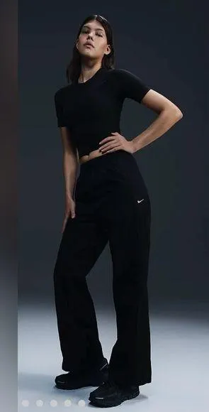 NWT Nike Windrunner High Waisted Woven Women's Black Wide Leg Pants Size M - Image 2