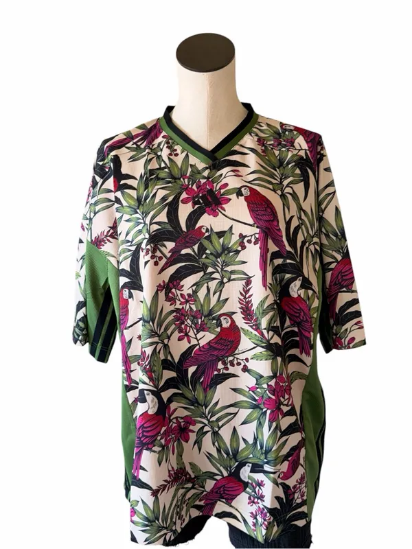 NWT Adidas X Farm Rio farm tee / Dress prm Tropical Parrot Green Pink XL - Image 6