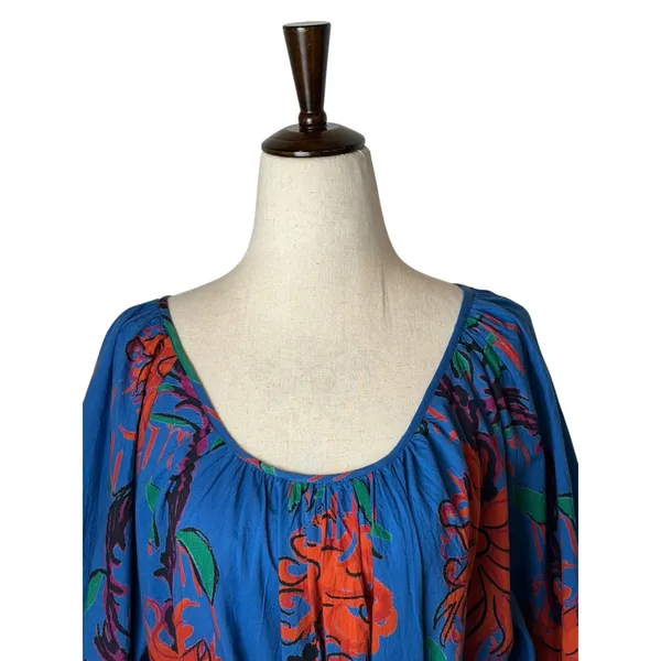 Ro's Garden Vera‎ Dress Women Medium Blue Barcelona Floral NWT Mini Ruffle Boho - Image 4