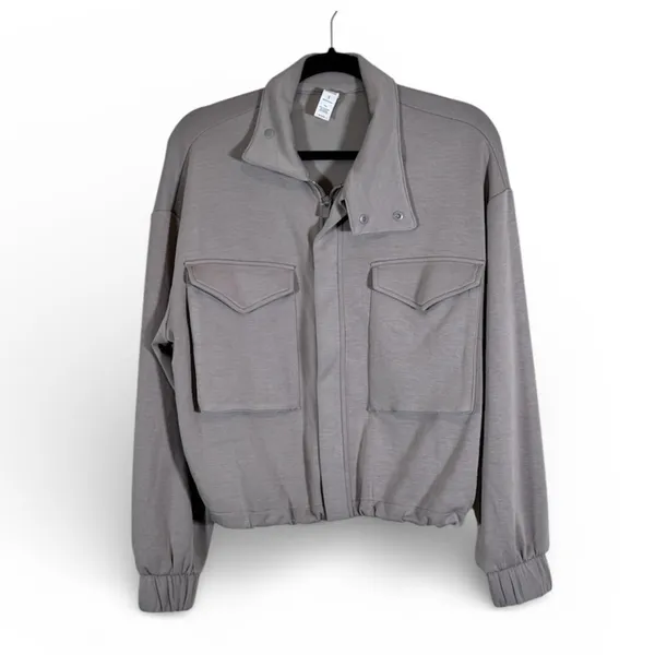 Yogalicious Grey Softlite Scuba Autumn Jacket Womens S Bomber Athletic Casual - Image 2