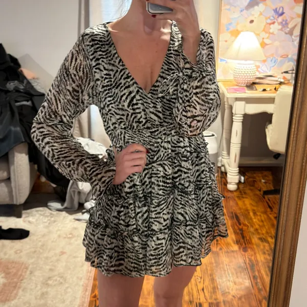 Nasty Gal Zebra Animal Print Long Sleeve Mini Dress - Image 4