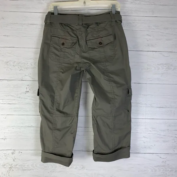 Apt.9 Cargo Capris With Studded Belt Women's Size 4 olive Green - Image 2