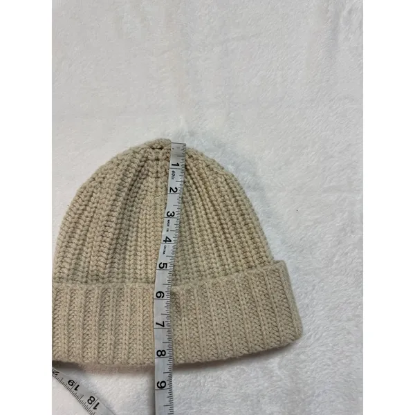 G. Label by goop Classic Hat Ivory Wool Cashmere Ribbed Beanie One Size - Image 7