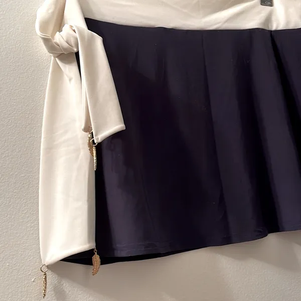 Swim Bathing Suit Blue & White Cover Up Skirt - Image 5