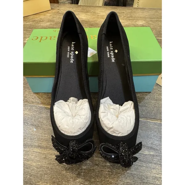 Kate Spade New York Women's Freya Ballet Flat Black Suede Women's‎ Size 7! - Image 4