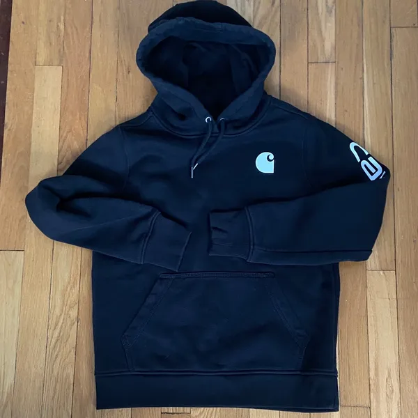 Carhartt Relaxed Fit Black Hoodie with White Logo - Image 5
