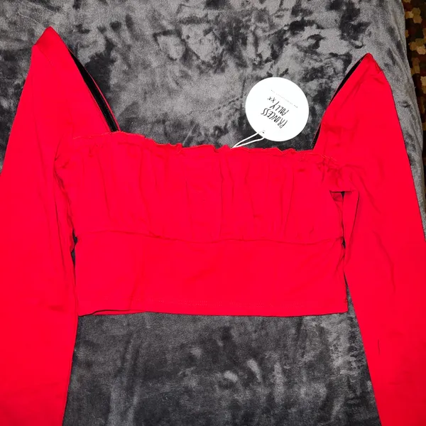 Princess Polly Tilly Long Sleeve Top in Maroon Size 10 New with tag - Image 8