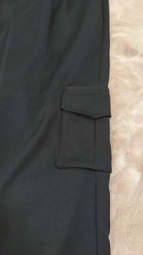 White Fox Black Cargo Pants with Metal Detail - Image 8