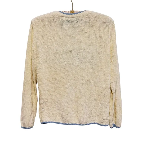 VTG 90s Crazy Horse Wool Rabbit Fairisle Sweater Womens M Cream Grandma Heritage - Image 3