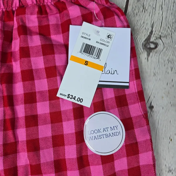Roudelain Pink Red Gingham Pajama Pants Womens Small NWT EMJN341M - Image 4