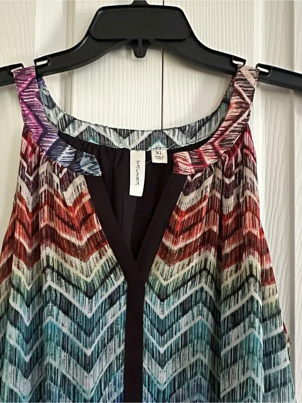 Tacera Multicolor Chevron Sleeveless V-Neck Lined Summer Dress Size XL NEW - Image 11