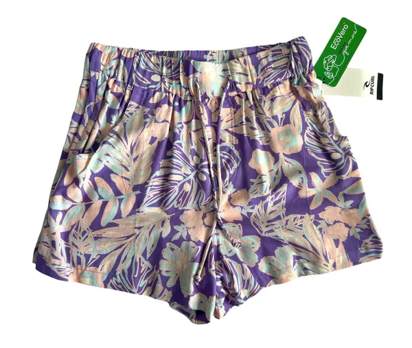 Rip Curl NWT Palm Party Shorts Sz S Purple Tropical Print EcoVero Boho Summer - Image 2