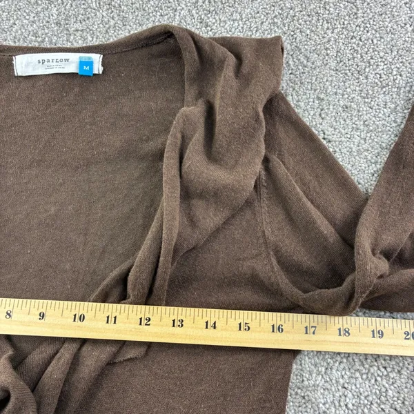 Sparrow Brown‎ Linen Cotton Blend Cardigan Sweater Ruffle Womens M Boho Chic - Image 8
