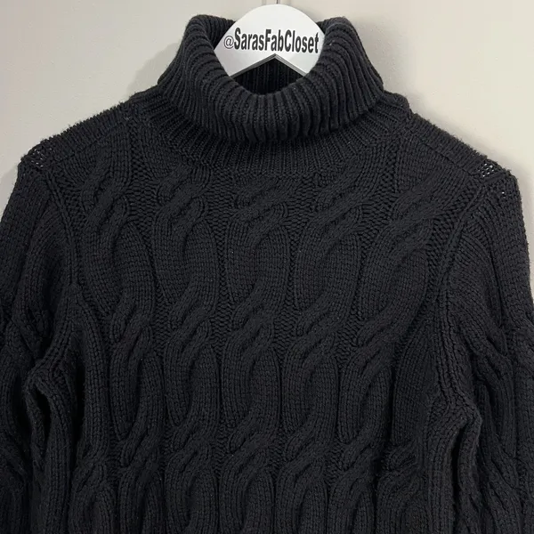 J Brand‎ Sweater Women's Medium Noella 100% Wool Cable Knit Turtleneck Chunky - Image 4