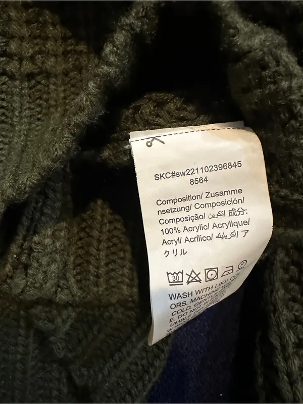 SHEIN Olive Green Textured Cropped Crewneck Sweater - Image 3