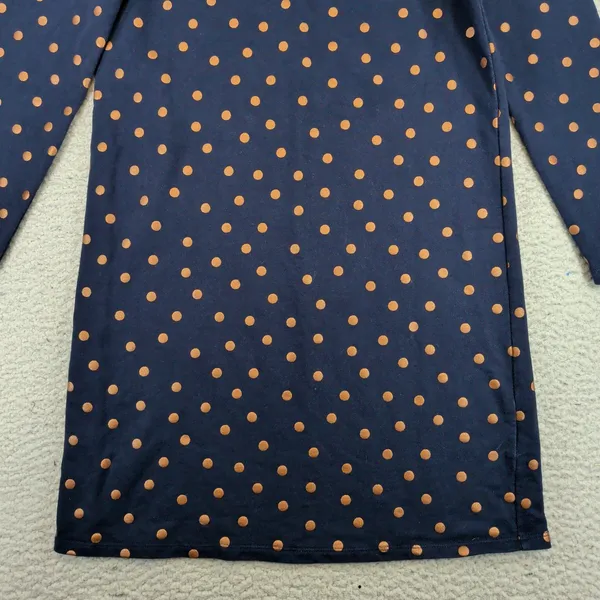 Boden Navy Blue Copper Metallic Polka Dot Cotton Long Sleeve Tunic Dress US 4R - Image 8