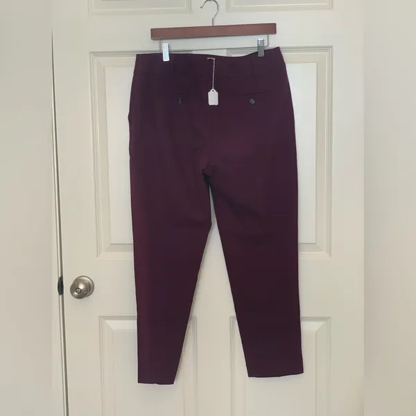 LOFT Deep Burgundy Wool Blend Ankle Pants. Clean Girl. Size-8 - Image 4