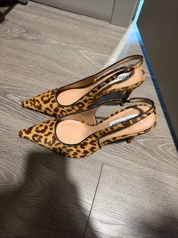 Steve Madden Leopard-Print Pointed Slingback Pumps - Tan/Black - Image 5