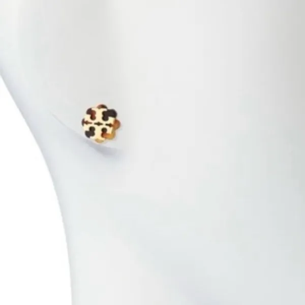 Tory Burch Signature Logo Flower Resin Stud Earrings - Image 8