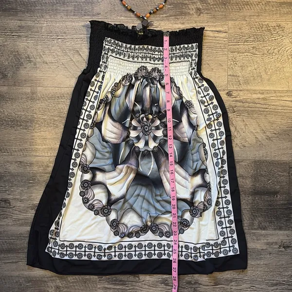 Silky Summer bandeau dress with boho/hippy print - Image 6